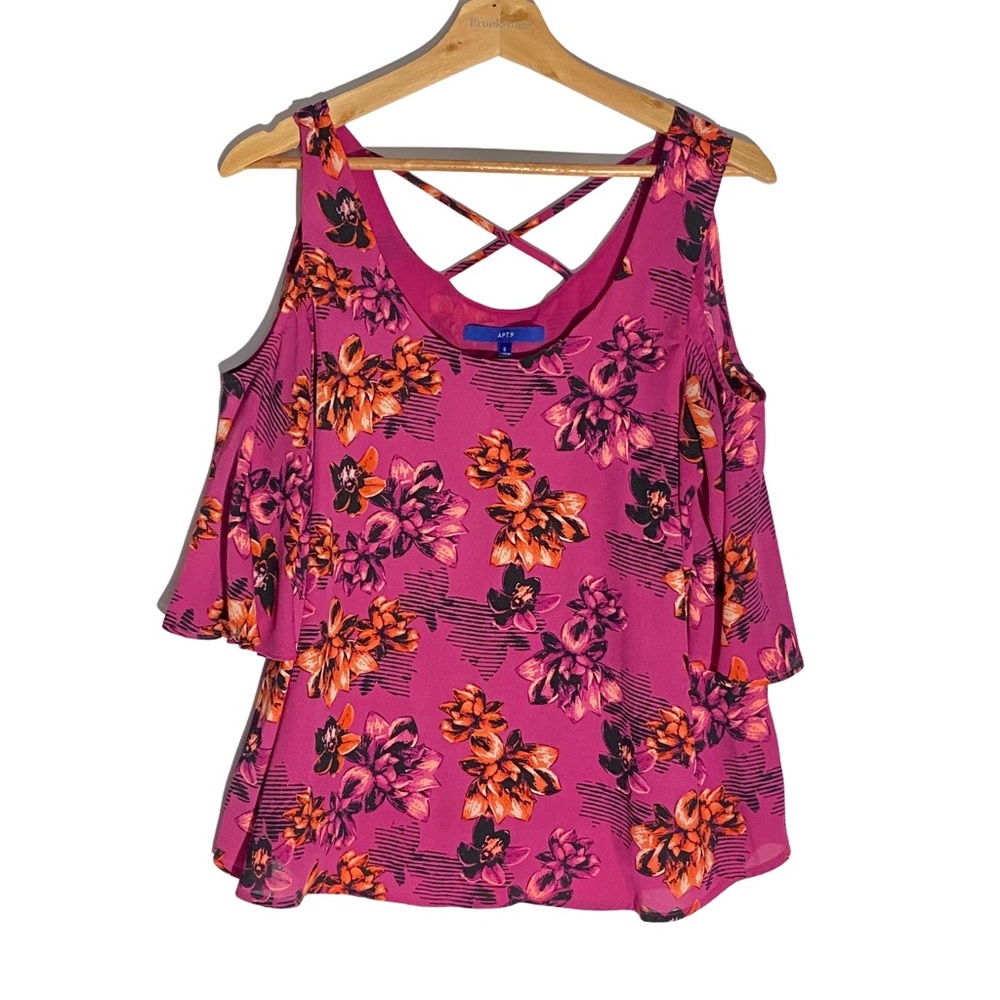 Apt. 9 Pink Cold-Shoulder Floral Flowy Blouse